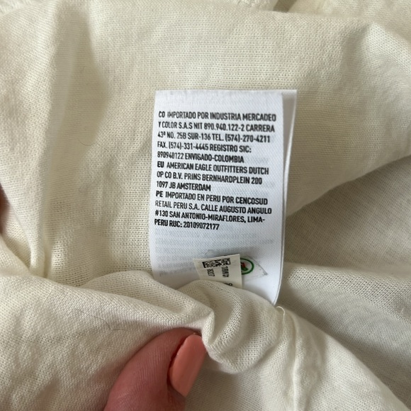 American Eagle White Off-Shoulder Blouse with Tie Sleeves - Picture 6 of 6